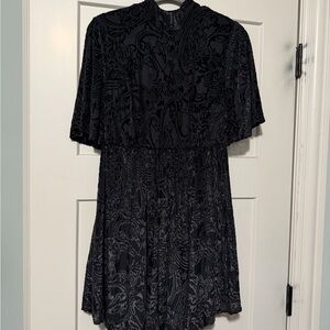 Black Jacquard Velvet Mini Dress